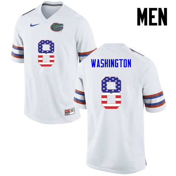 Florida Gators Men #8 Nick Washington College Football USA Flag Fashion White